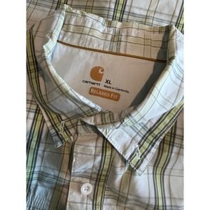 Carhartt Men's XL Relaxed Fit Plaid Short Sleeve Work Shirt‎ Button Down